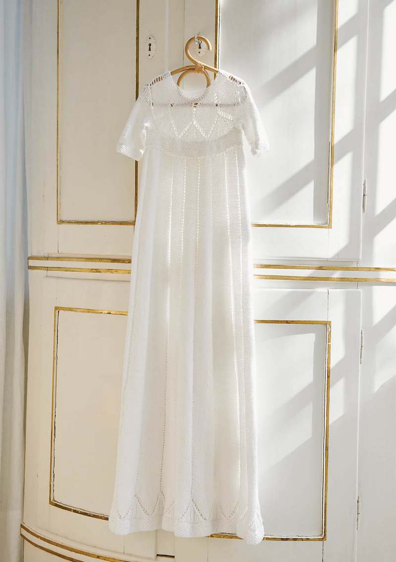Chunky Knit White Long-Sleeved Dress — Christening Outfits 2027