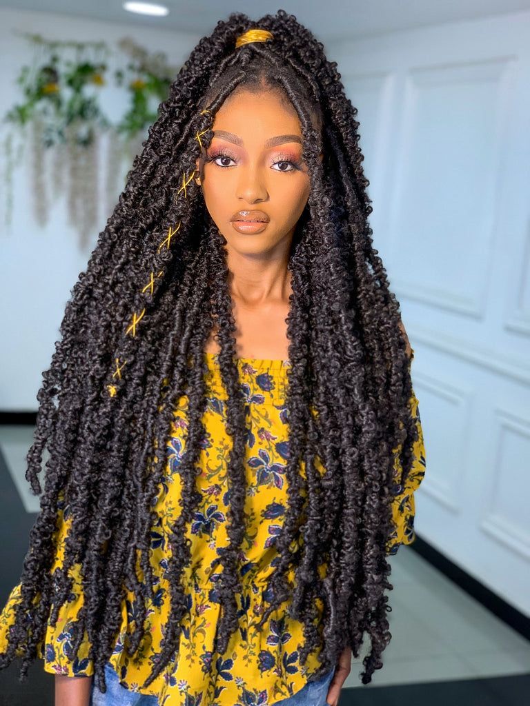 Mid-Back Black Locs With Curly Ends Mid-Back Black Locs With Curly Ends — Distressed Locs 2027