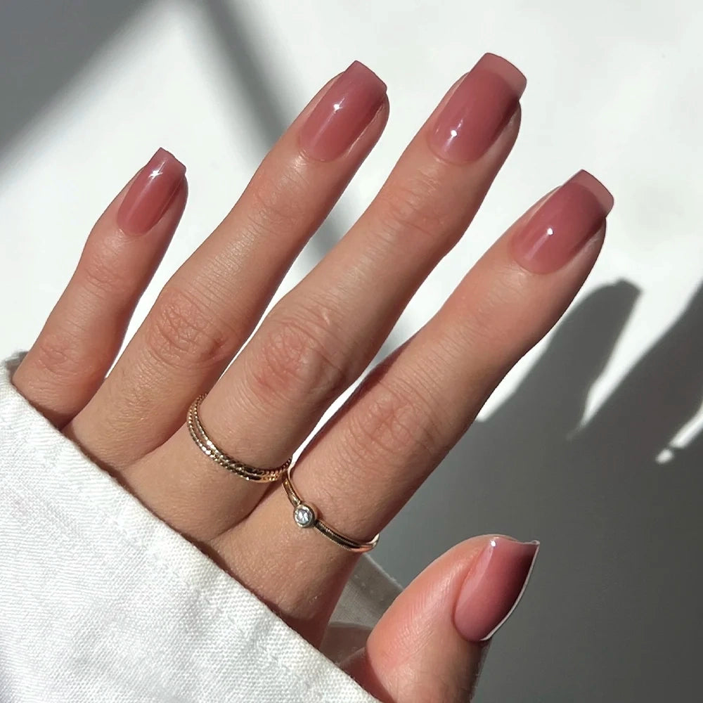 Short Square Dusty Rose Glossy Nails Short Square Dusty Rose Glossy Nails — Wedding Square Nails 2027