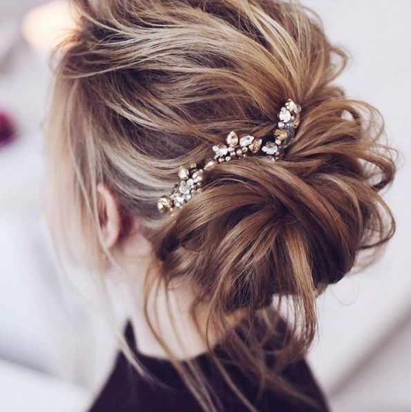 Loose Textured Updo With Sparkling Accessory — Party Hairstyles 2027