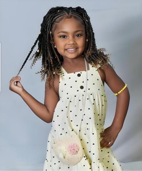 Mid-Back Black and Blonde Box Braids — Kids Braids 2027