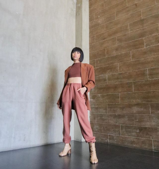 Rust Cropped Top and Velvet Blazer: Luxe Casual Comfort — Earth Tone Outfits 2027