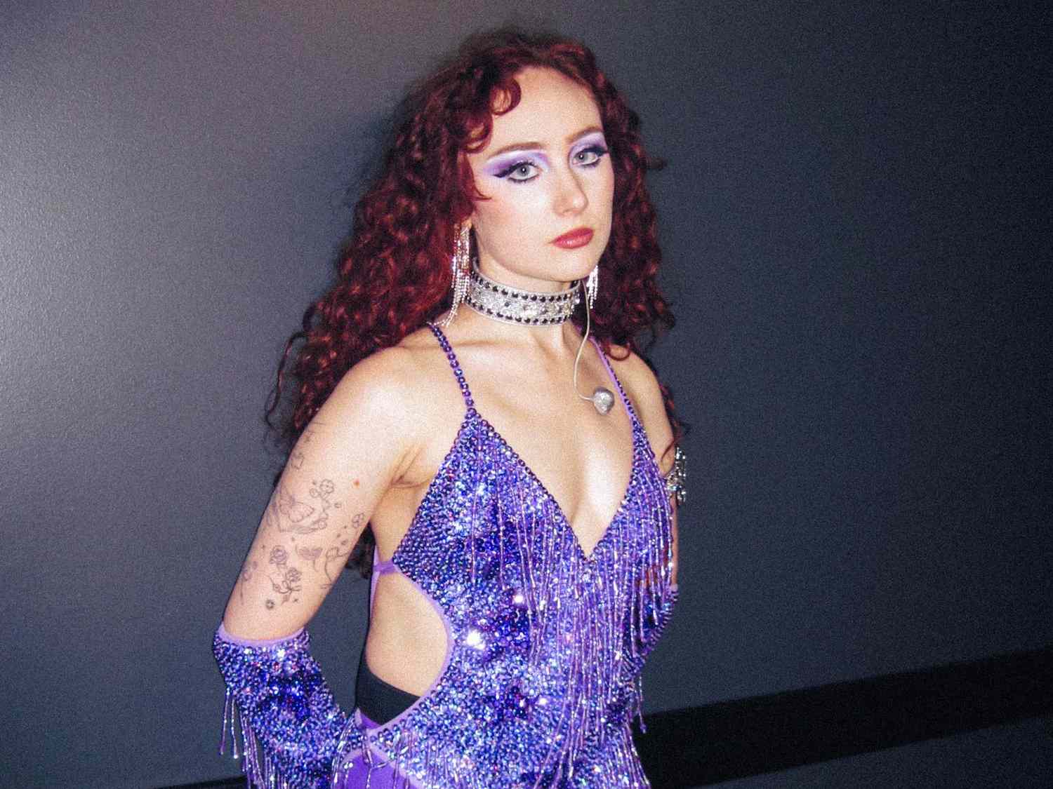 Dazzling Purple Sequined Halter Top with Fringe for Glam Concert Style — Concert Outfits 2027