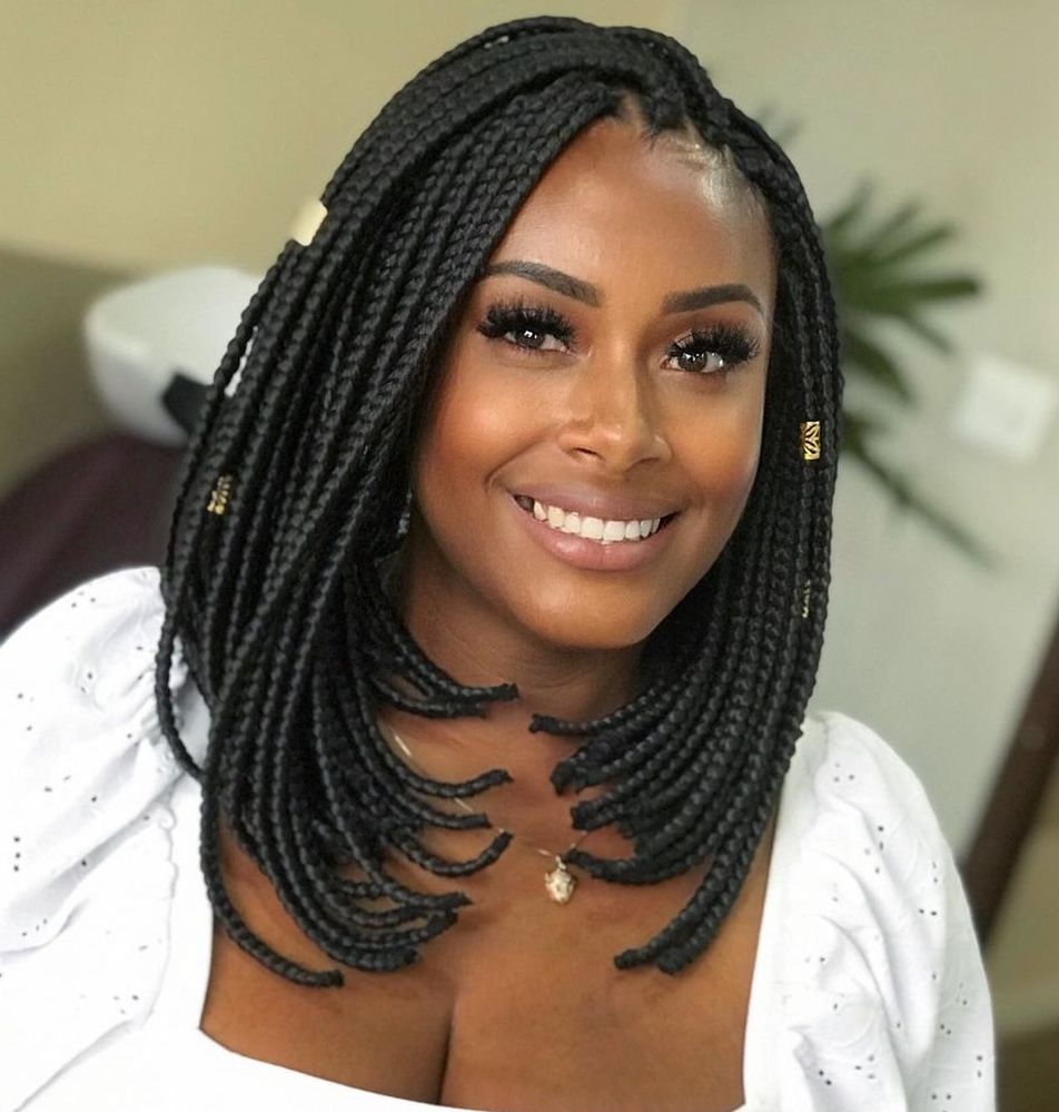 Collarbone Box Braids with Beads — Winter Braid Colors 2027 for Black Women