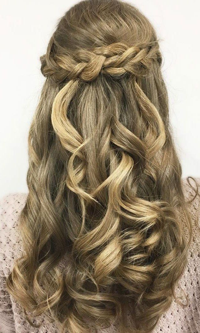 Half Up Braided Crown with Waves Half Up Braided Crown with Waves — Braided Hairstyles 2027 with Curls