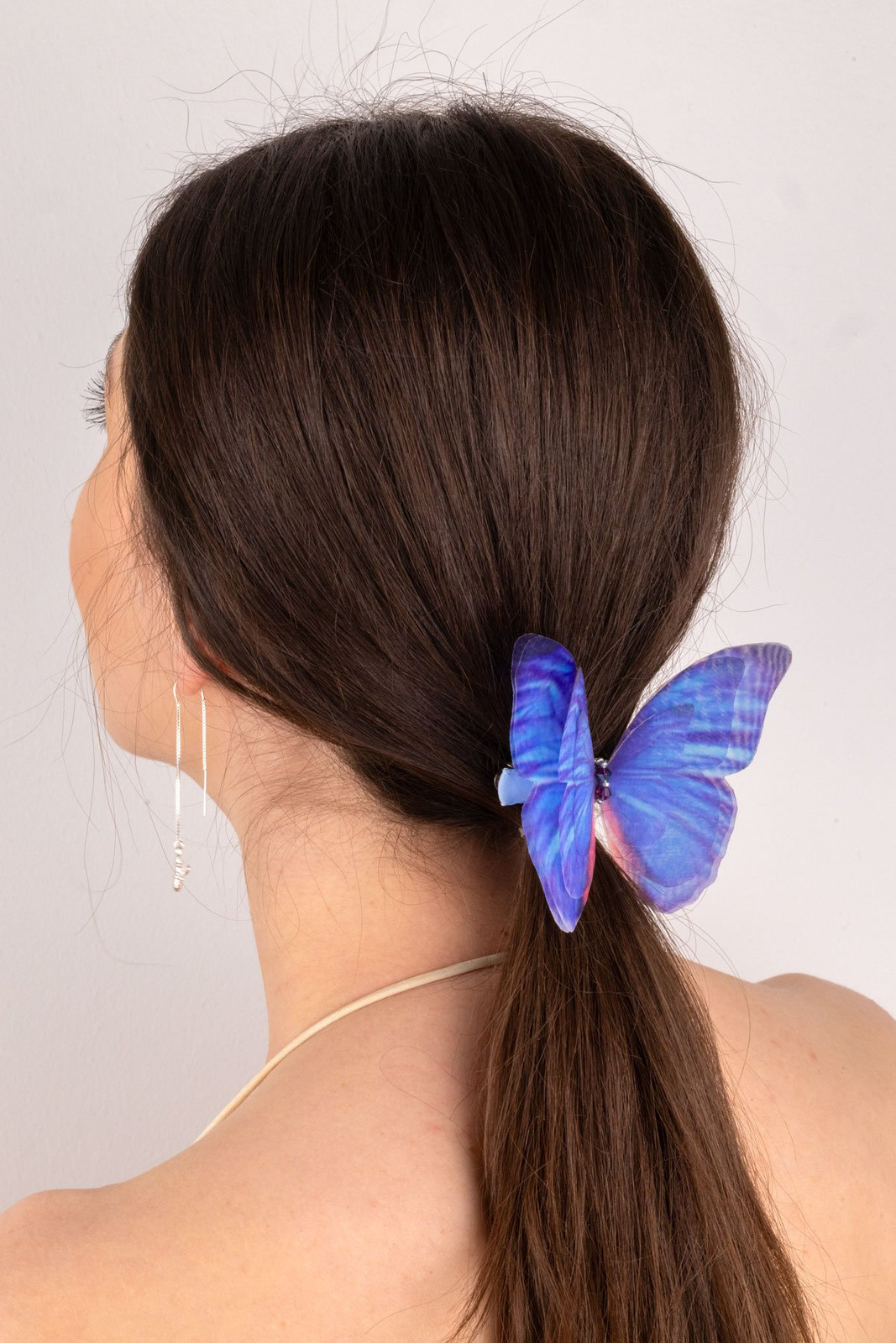 Sleek Low Ponytail With Blue Butterfly Clip Sleek Low Ponytail With Blue Butterfly Clip — Butterfly Hair Clip Hairstyles 2027