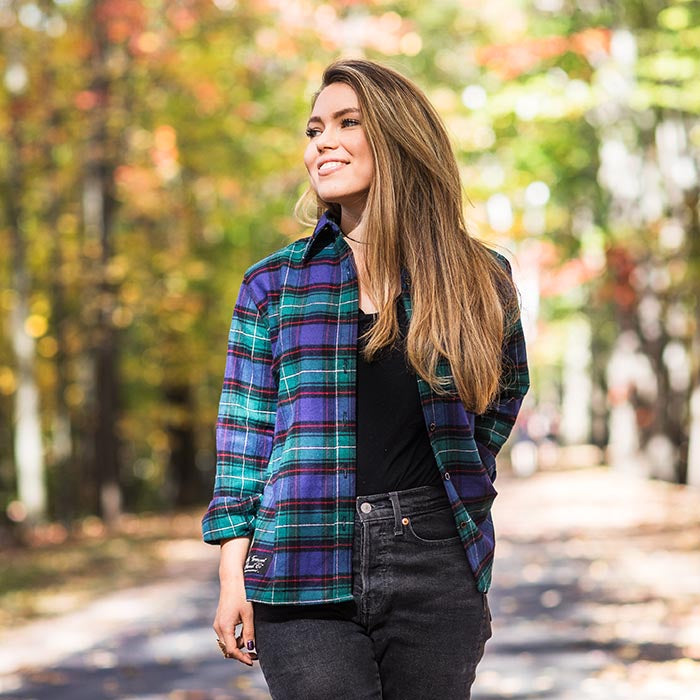Outdoor Ready: Green and Purple Plaid Flannel with Denim Outdoor Ready: Green and Purple Plaid Flannel with Denim — Flannel Outfits 2027