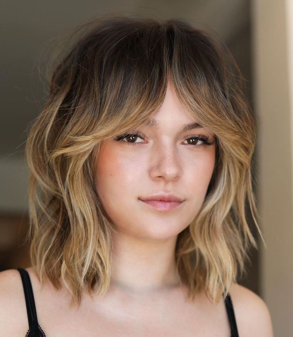 Textured Bob With Balayage Textured Bob With Balayage — Bob 2027 with Curtain Bangs