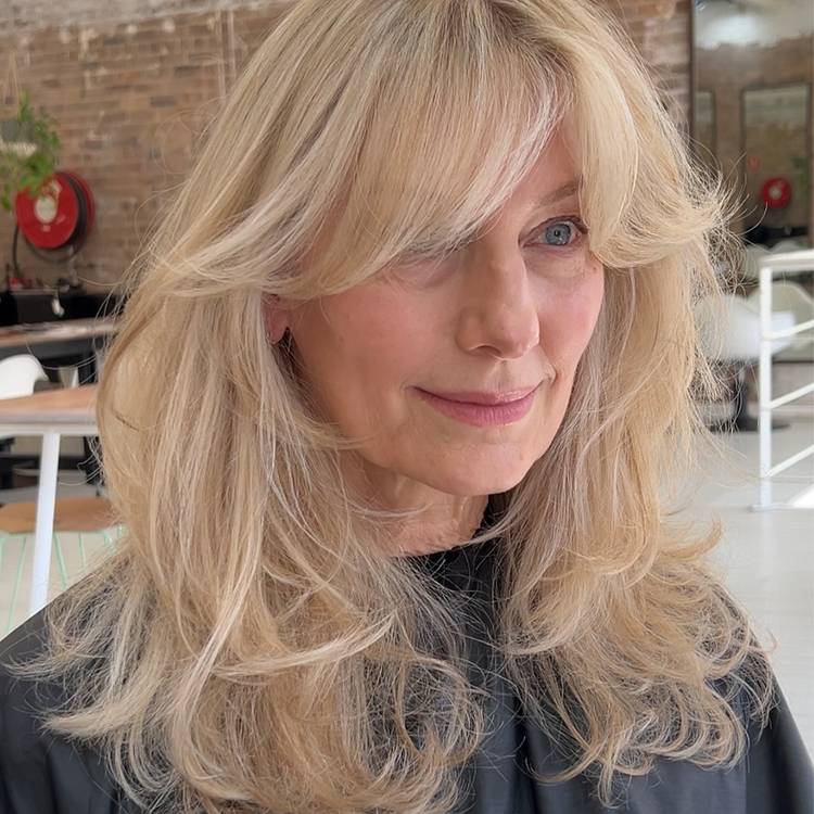 Collarbone Ash Blonde Lob With Wispy Bangs Collarbone Ash Blonde Lob With Wispy Bangs — Bangs 2027 for Women Over 50