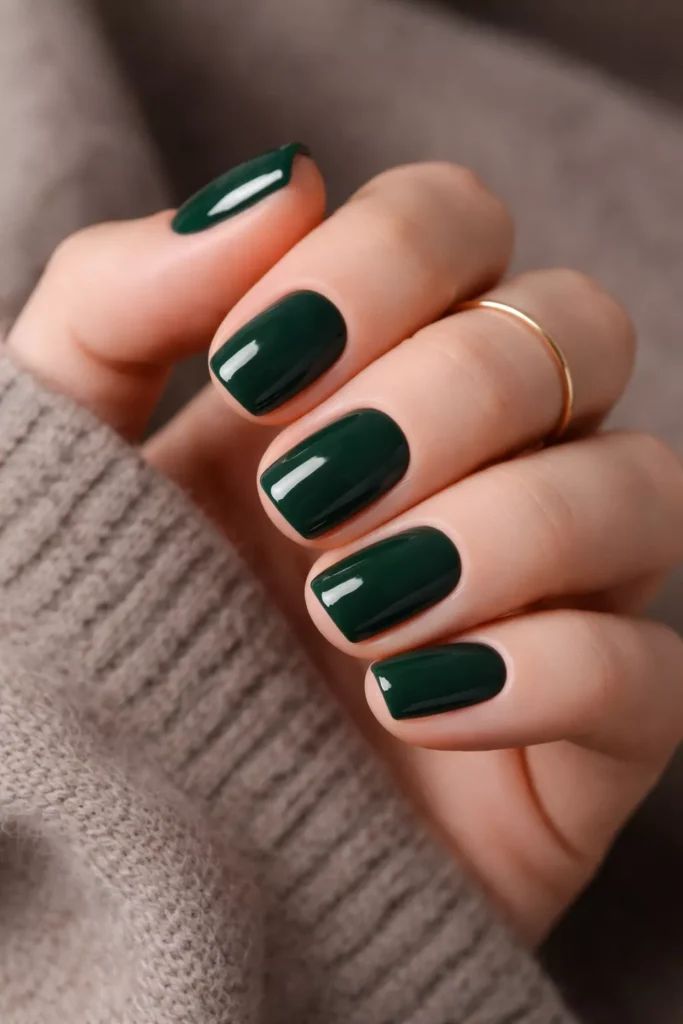 Short Square Deep Forest Green Gloss Short Square Deep Forest Green Gloss — Forest Green Nails 2027