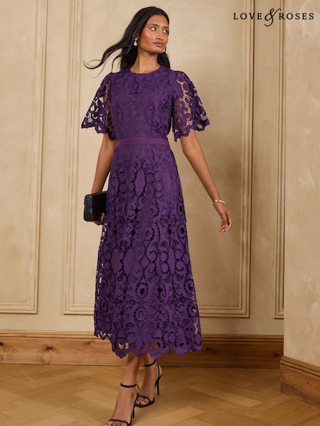 Elegant Purple Lace Midi Dress for Special Occasions — Curvy Dresses 2027
