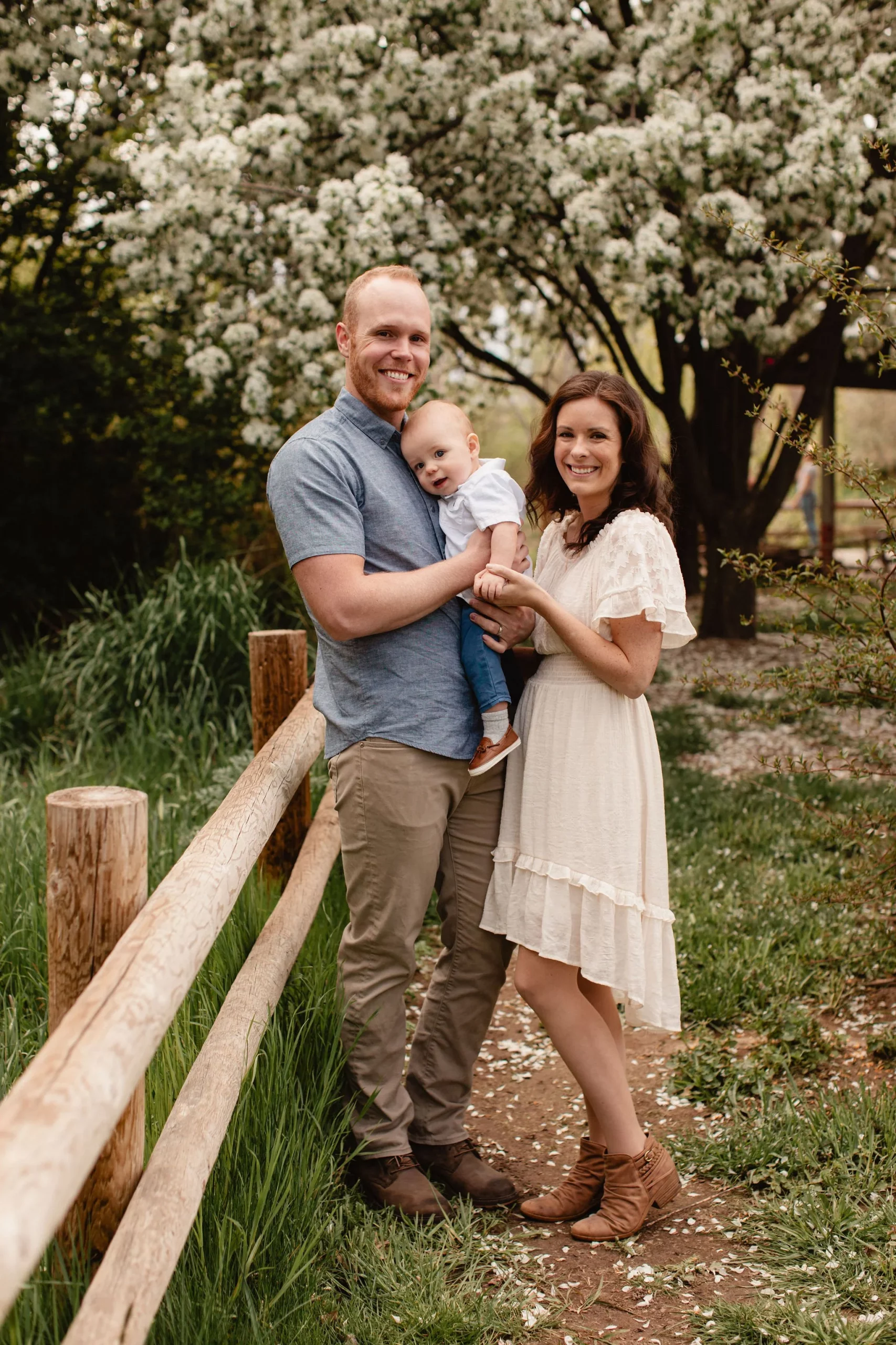 Spring Bloom: White Lace Dress and Blue Button-Down Spring Bloom: White Lace Dress and Blue Button-Down — Spring Family Photo Outfits 2027