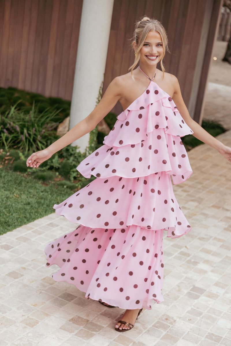 Halter Neck Polka Dot Maxi Dress Halter Neck Polka Dot Maxi Dress — Sweet 16 Guest Outfits 2027