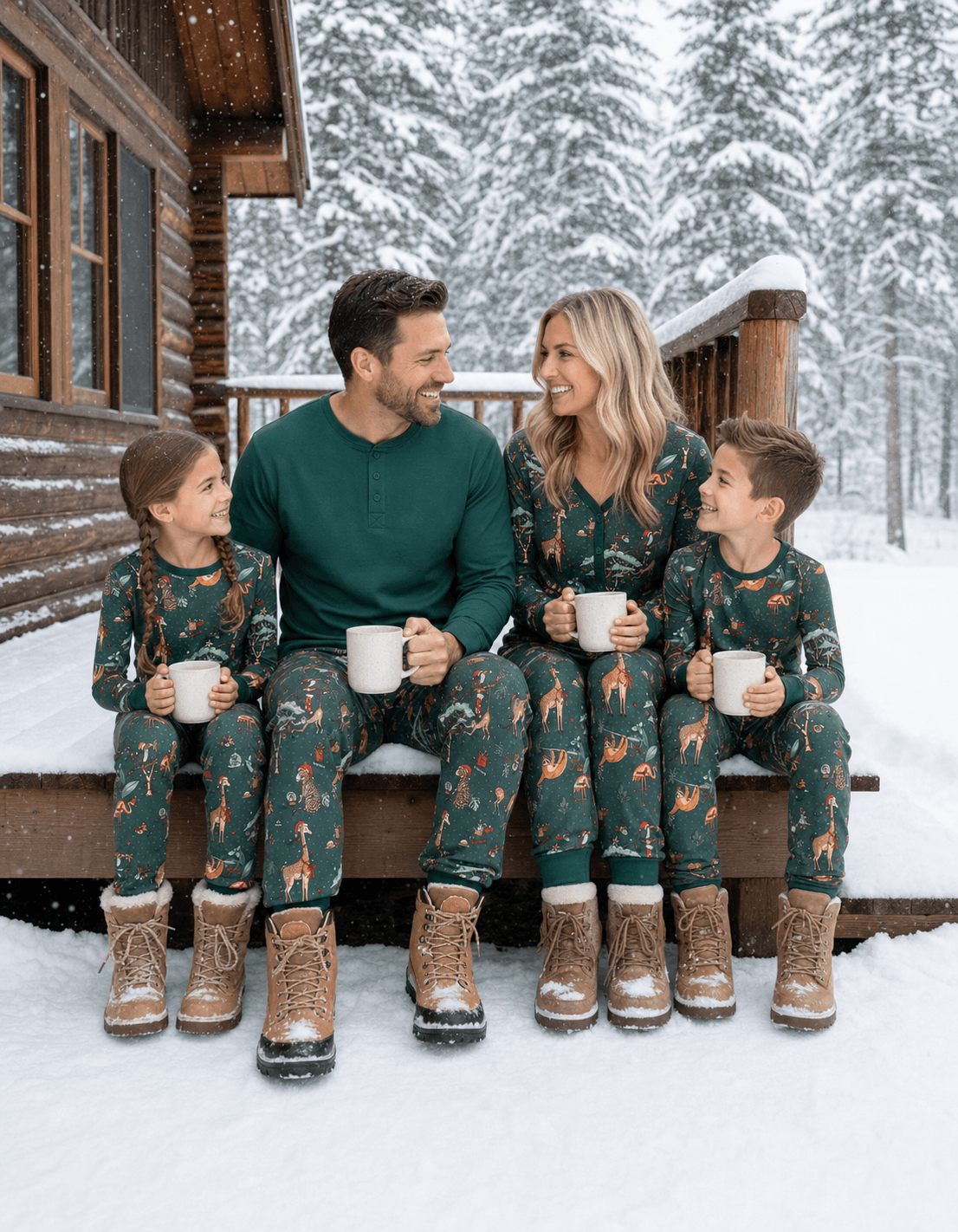 Dark Green Woodland Animal Pajamas Dark Green Woodland Animal Pajamas — Matching Family Christmas Outfits 2026