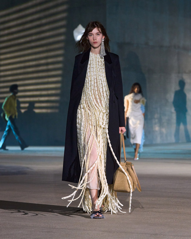 Dramatic Fringed Maxi Dress Under a Trench Coat — Outfit Trends 2027