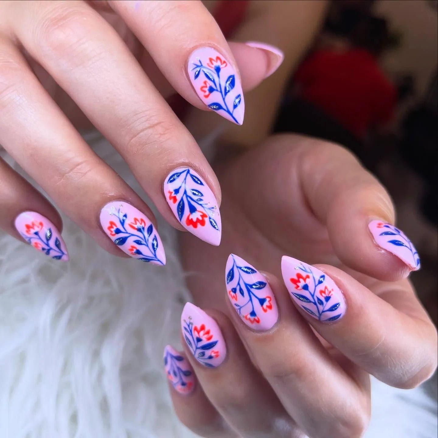 Long Stiletto Pink Folk Floral Nails Long Stiletto Pink Folk Floral Nails — Floral Nails 2027
