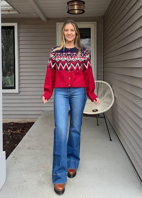 Fair Isle Cardigan and Denim for a Classic Western Aesthetic — Winter Western Outfits 2027
