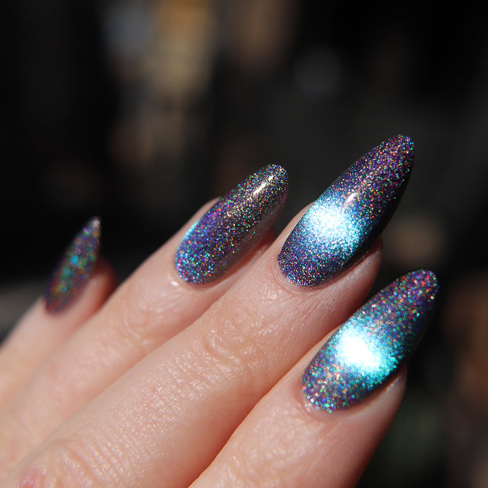 Holographic Blue Purple Glitter Almond Nails Holographic Blue Purple Glitter Almond Nails — Glitter Nails 2027