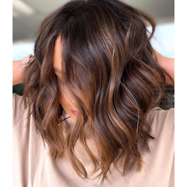 Visual Idea — A Lob Haircut With Loose Waves Visual Idea — A Lob Haircut With Loose Waves — Warm Brown Hair 2027
