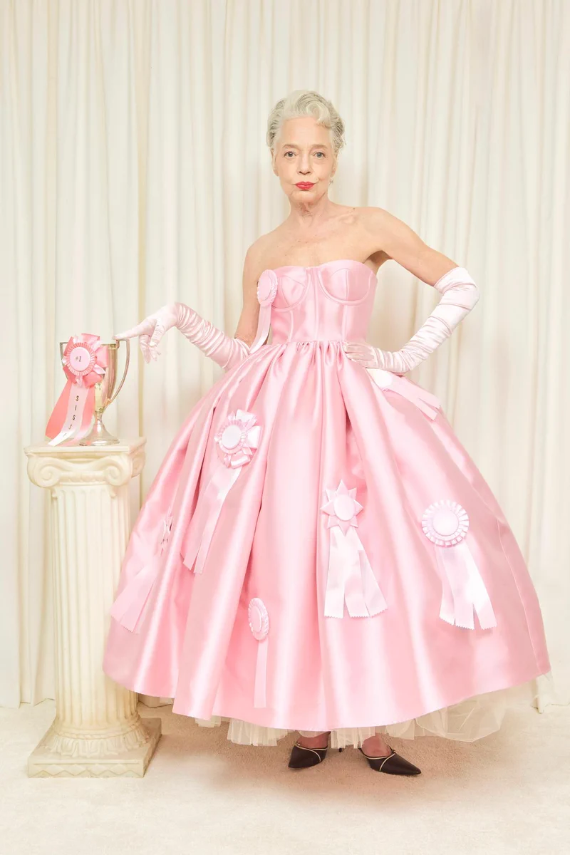 Pink Satin Ballgown with Ribbon Rosettes and Tulle Underskirt — Silk Dresses 2027