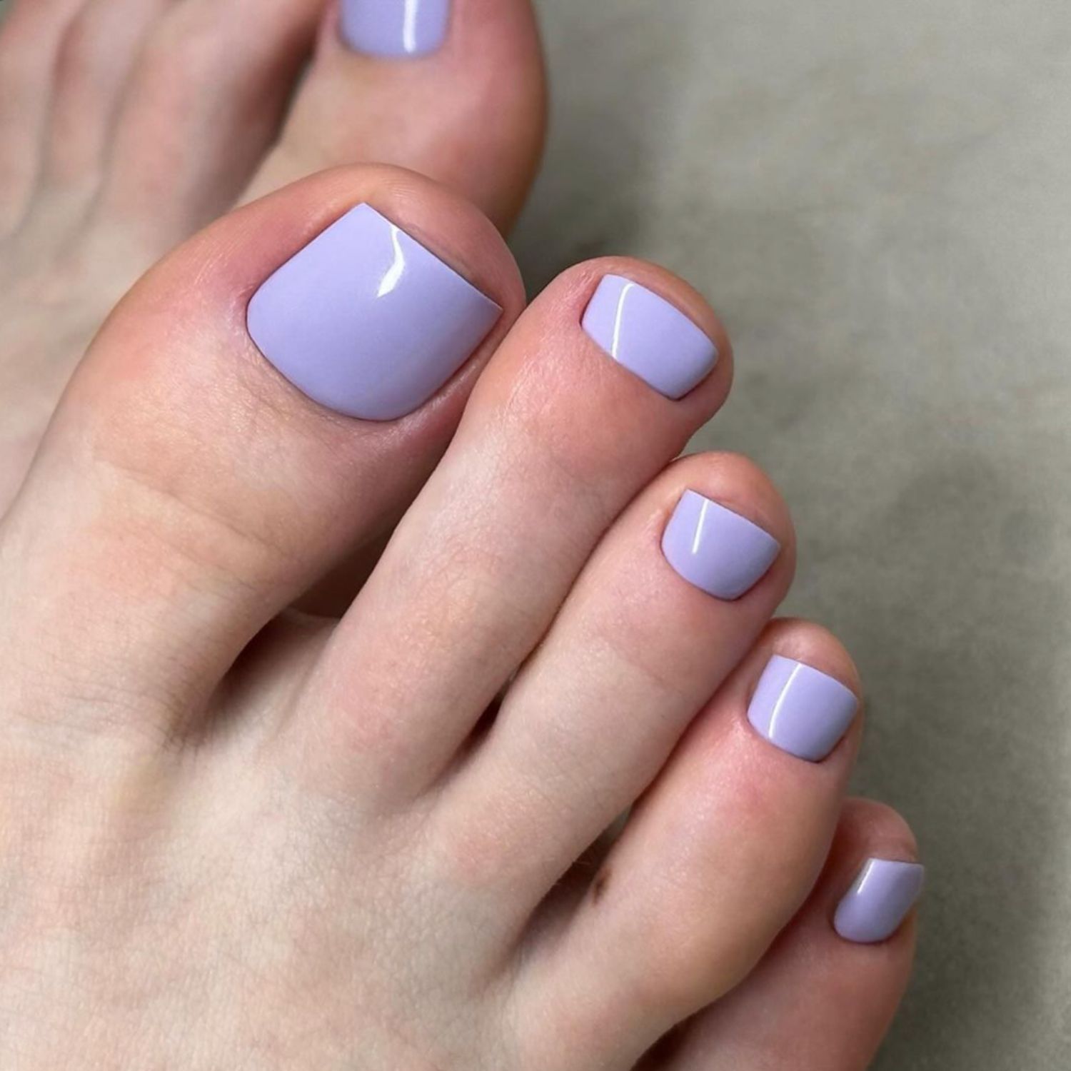 Glossy Lavender Solid Color Pedicure — Toe Nails 2027 for Women Over 60