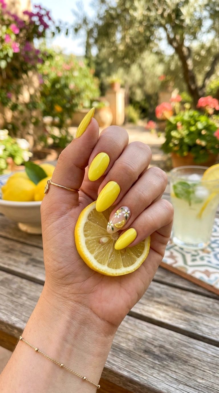 Vibrant Yellow Medium Almond Lemon Vibrant Yellow Medium Almond Lemon — Lemon Nails 2027