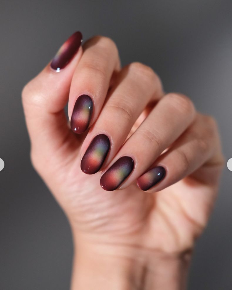 Burgundy Velvet Cat-Eye Ombre — Winter Ombre Nails 2027