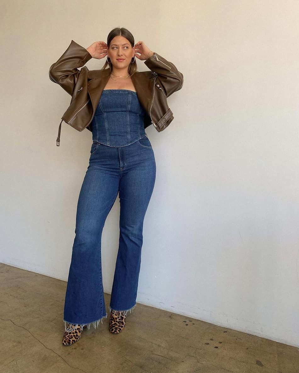 Leopard Print Boots with Flared Jeans and Leather Jacket Leopard Print Boots with Flared Jeans and Leather Jacket — Bootcut Jeans Outfits 2027 with Heels