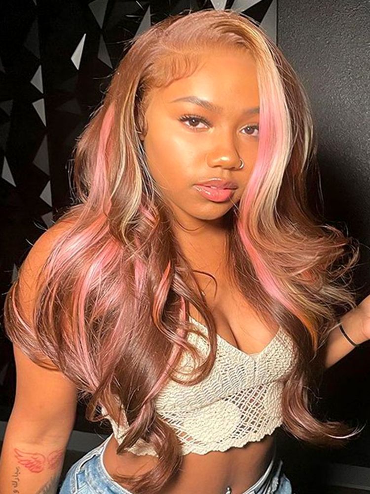 Brown With Pink Face-Framing Highlights — Pink Hair 2027