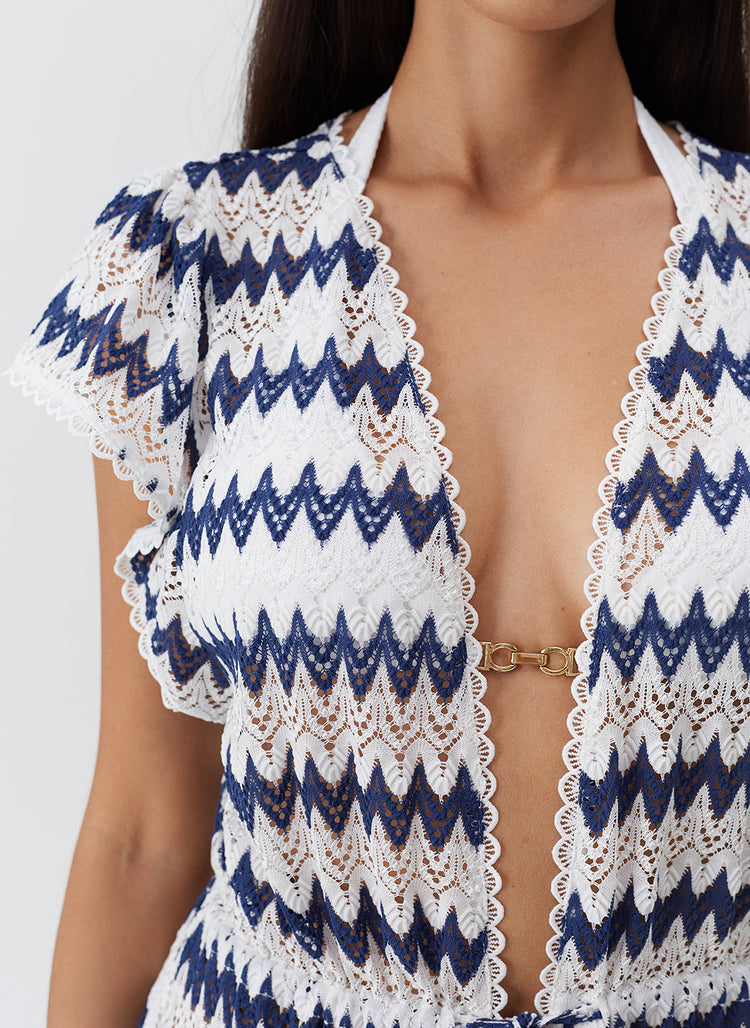 White and Navy Chevron Cover-Up with Gold Clasp White and Navy Chevron Cover-Up with Gold Clasp — Crochet Dresses 2027