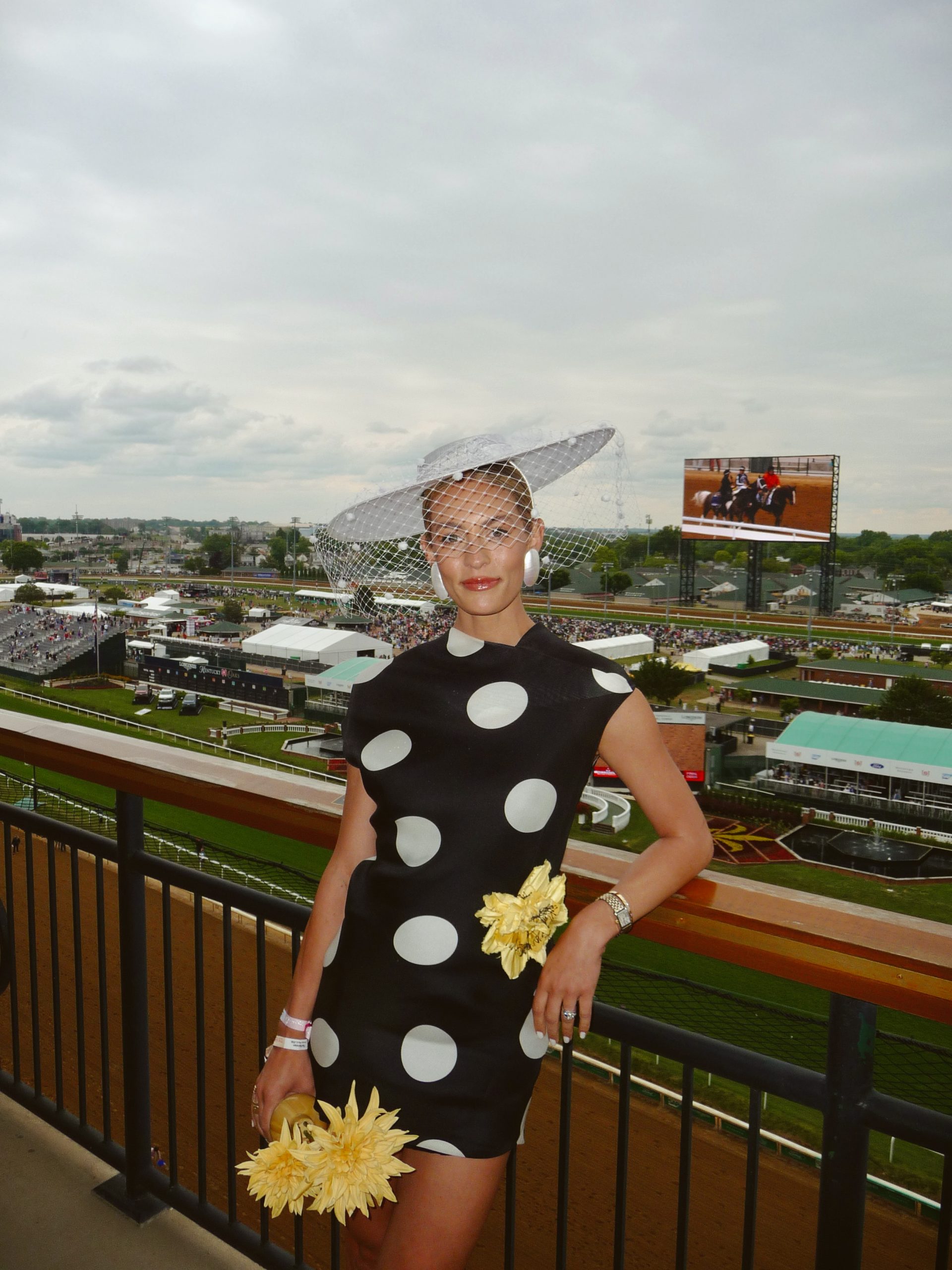 Polka Dot Shift Dress with White Fascinator — Kentucky Derby Outfits 2027