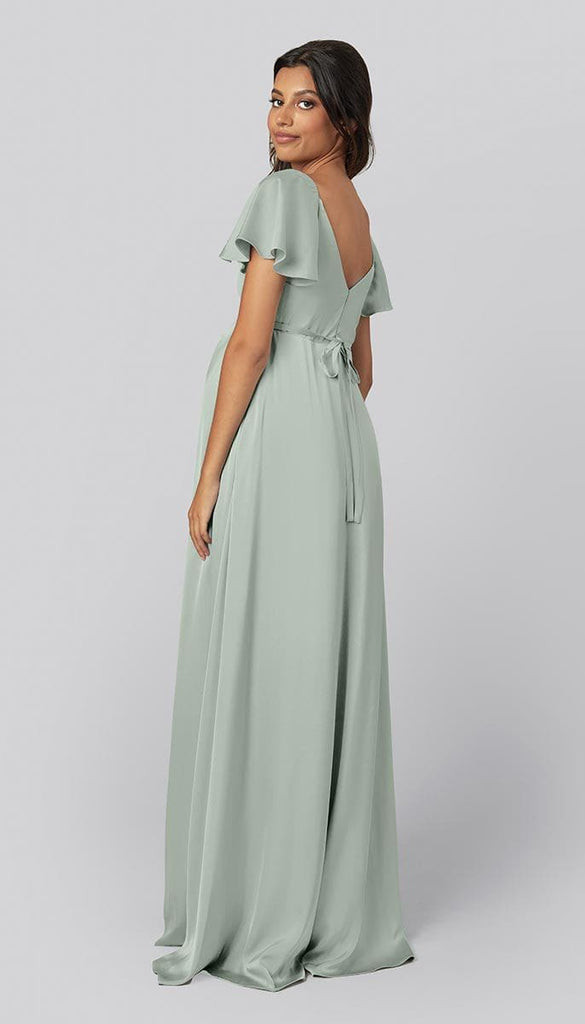 Sage Green Satin Maxi with Flutter Sleeves Sage Green Satin Maxi with Flutter Sleeves — Formal Dresses 2027 for Nursing Moms