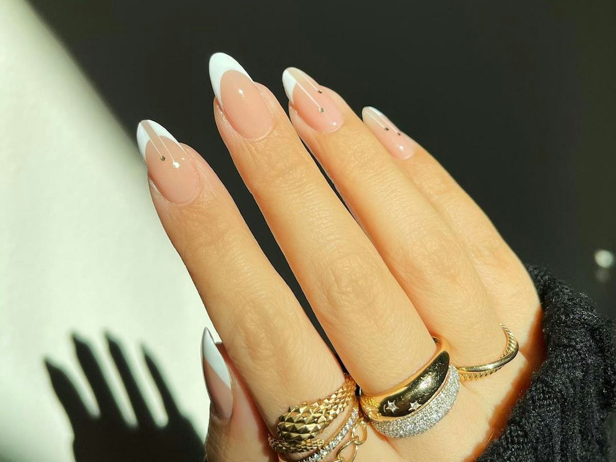 Clear French Silver Dot Clear French Silver Dot — Simple Wedding Nails 2027