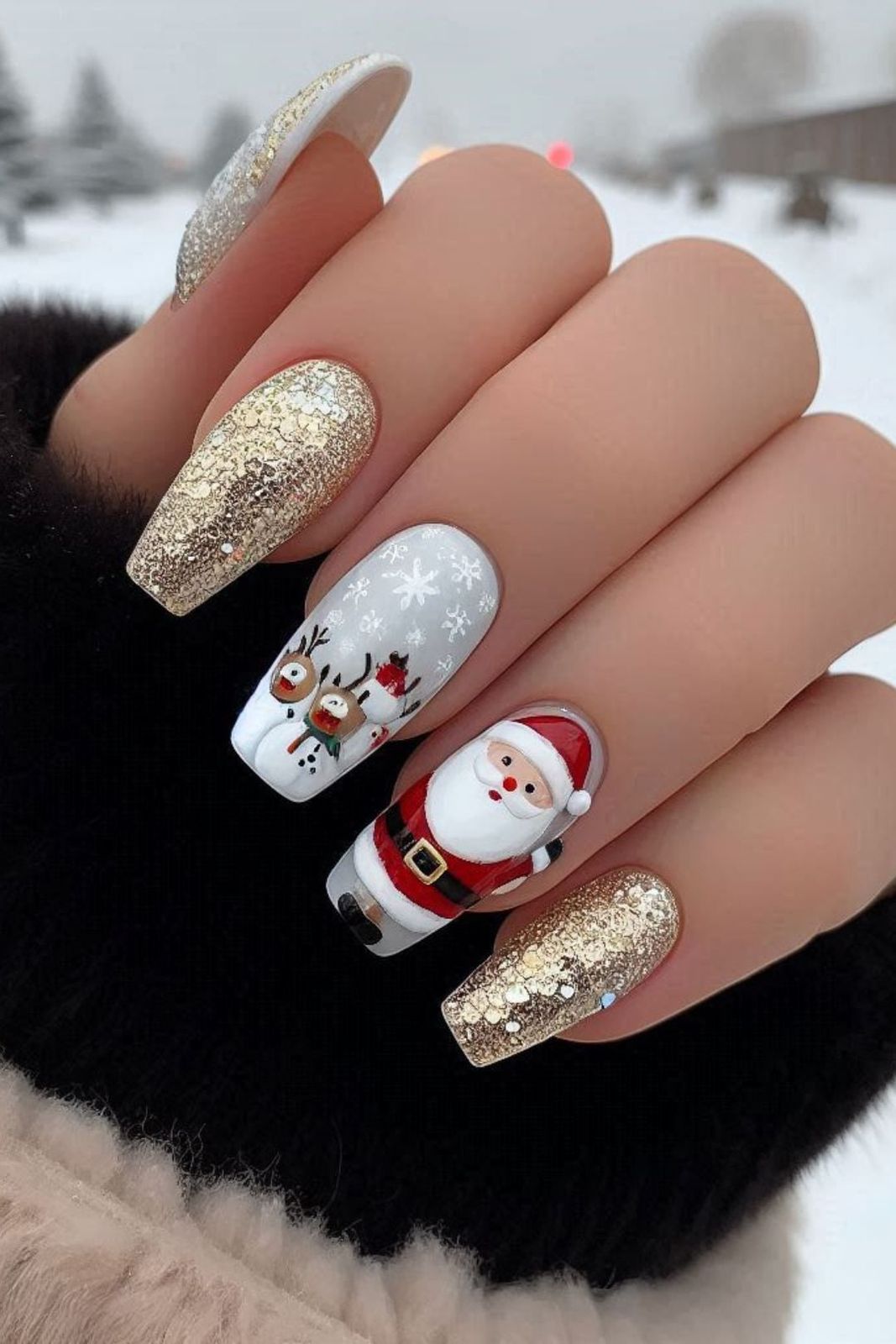 Long Coffin 3D Santa Claus Matte Glitter Nails Long Coffin 3D Santa Claus Matte Glitter Nails — Santa Nails 2026
