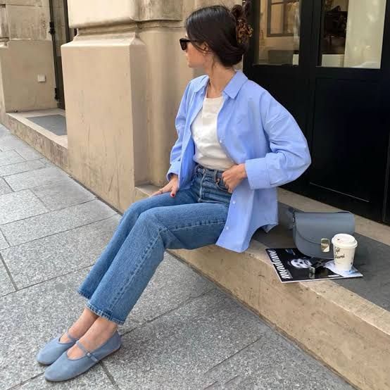 Oversized Blue Shirt Adds a Casual Touch to Denim — Pinterest Girl Outfits 2027