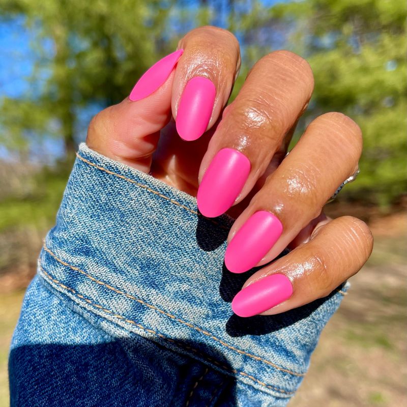 Matte Bright Pink Medium Ovals Matte Bright Pink Medium Ovals — Neon Matte Nails 2027