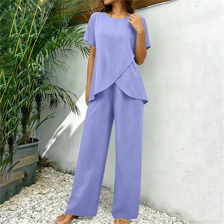 Textured Lavender Two-Piece Set with Asymmetrical Top Textured Lavender Two-Piece Set with Asymmetrical Top — Lavender Outfits 2027