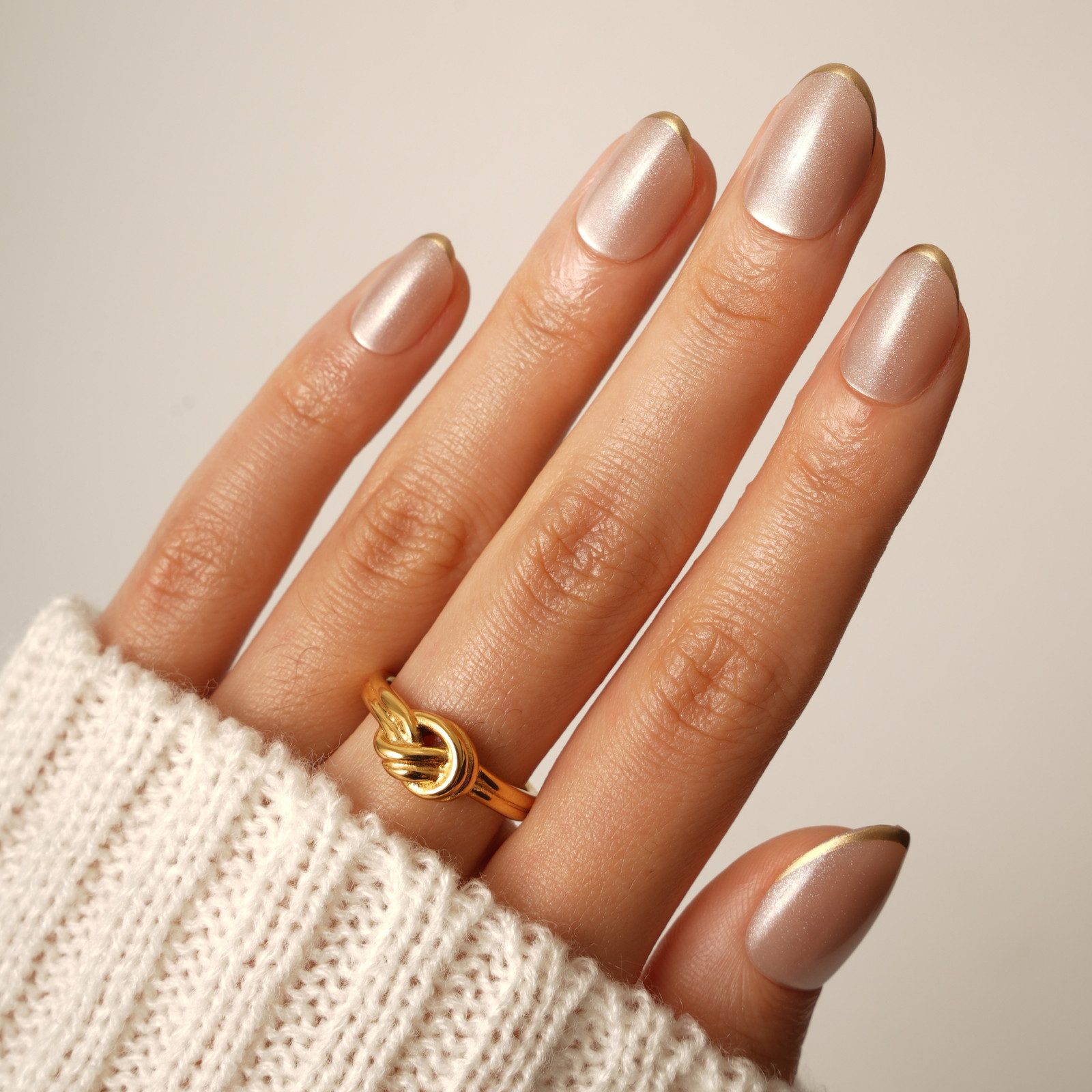 Shimmer Visual Idea — Short Gold French Tip Nails 2027