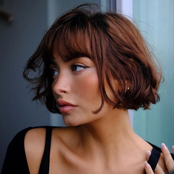 Dark Auburn Bob With Full Bangs Dark Auburn Bob With Full Bangs — Dark Auburn Hair 2027