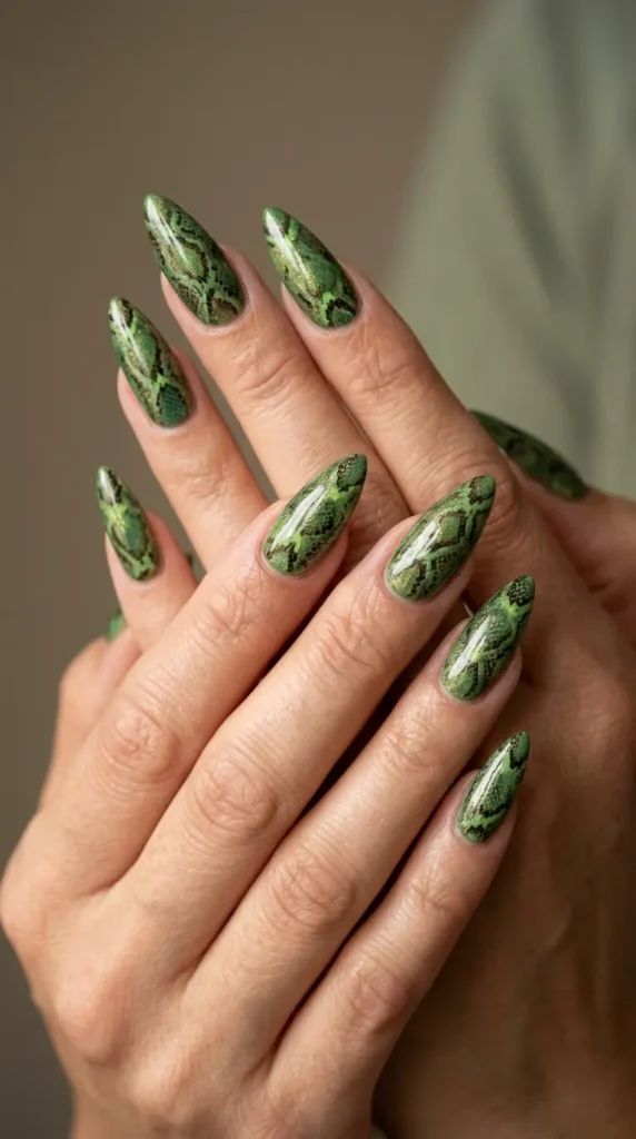 High-Gloss Slightly Iridescent Visual Idea High-Gloss Slightly Iridescent Visual Idea — Snake Print Nails 2027