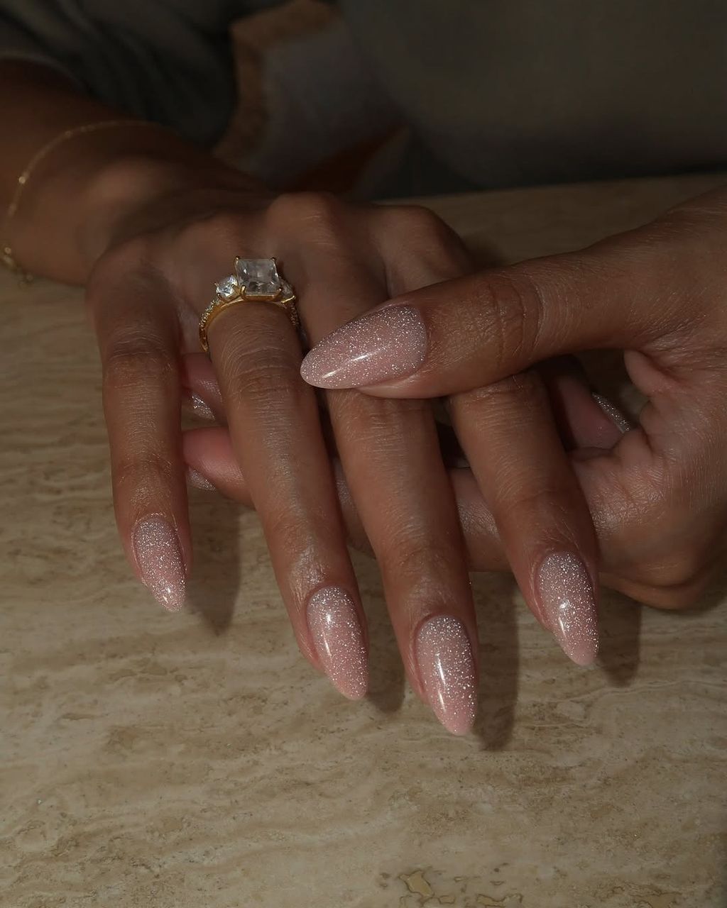 Glossy With Glitter Visual Idea Glossy With Glitter Visual Idea — Winter Nail Colors 2027 for Dark Skin