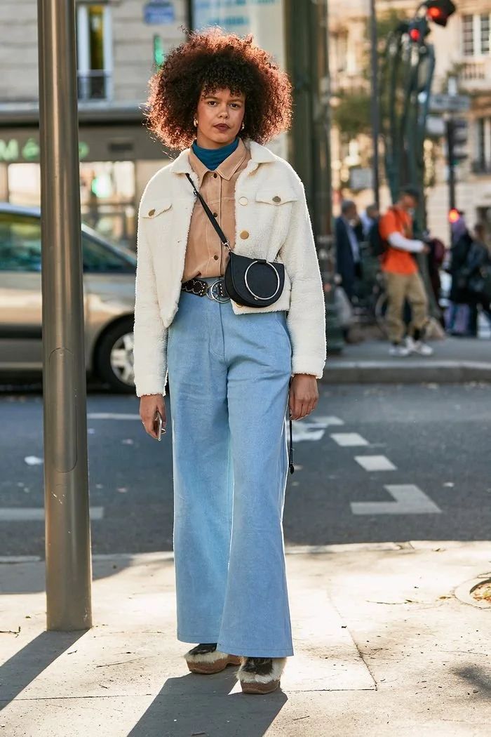 Cropped Fleece Jacket Over Turtleneck and Wide-Leg Trousers — Layered Winter Outfits 2027