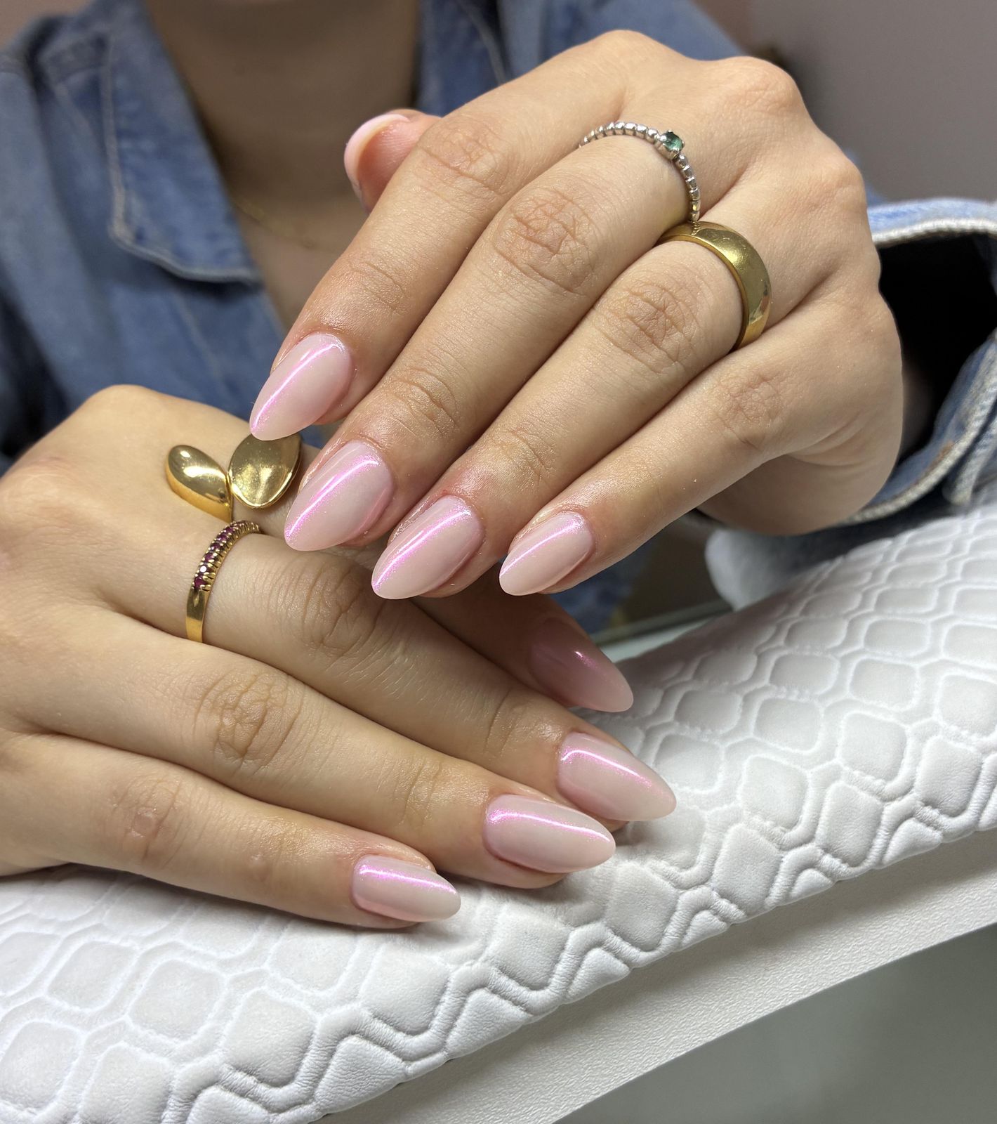Pale Pink Light Blue Matte Gradient Almond Pale Pink Light Blue Matte Gradient Almond — Polygel Nails 2027