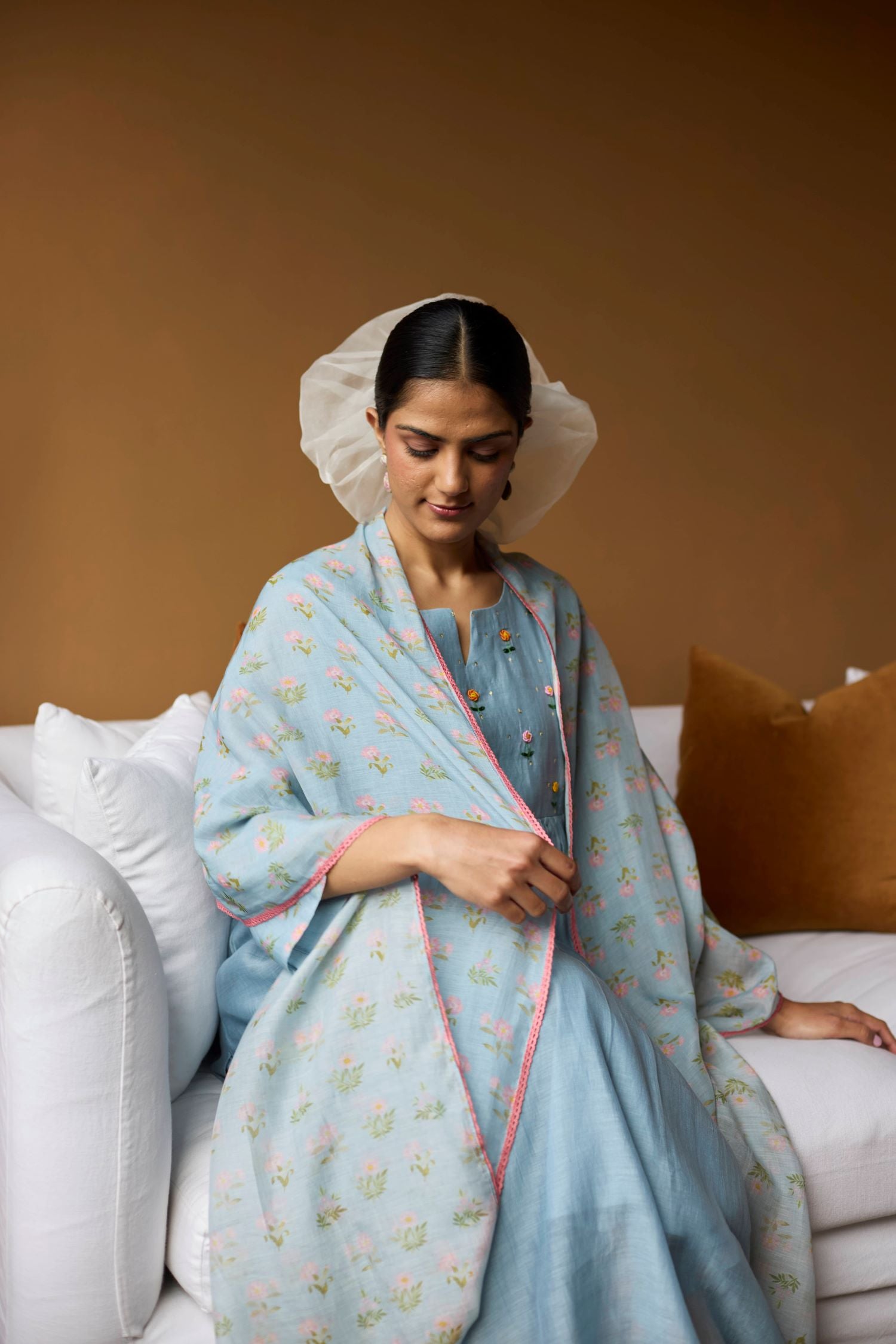Powder Blue Kurta with Floral Print Dupatta for Semi-Formal Powder Blue Kurta with Floral Print Dupatta for Semi-Formal — Powder Blue Outfits 2027