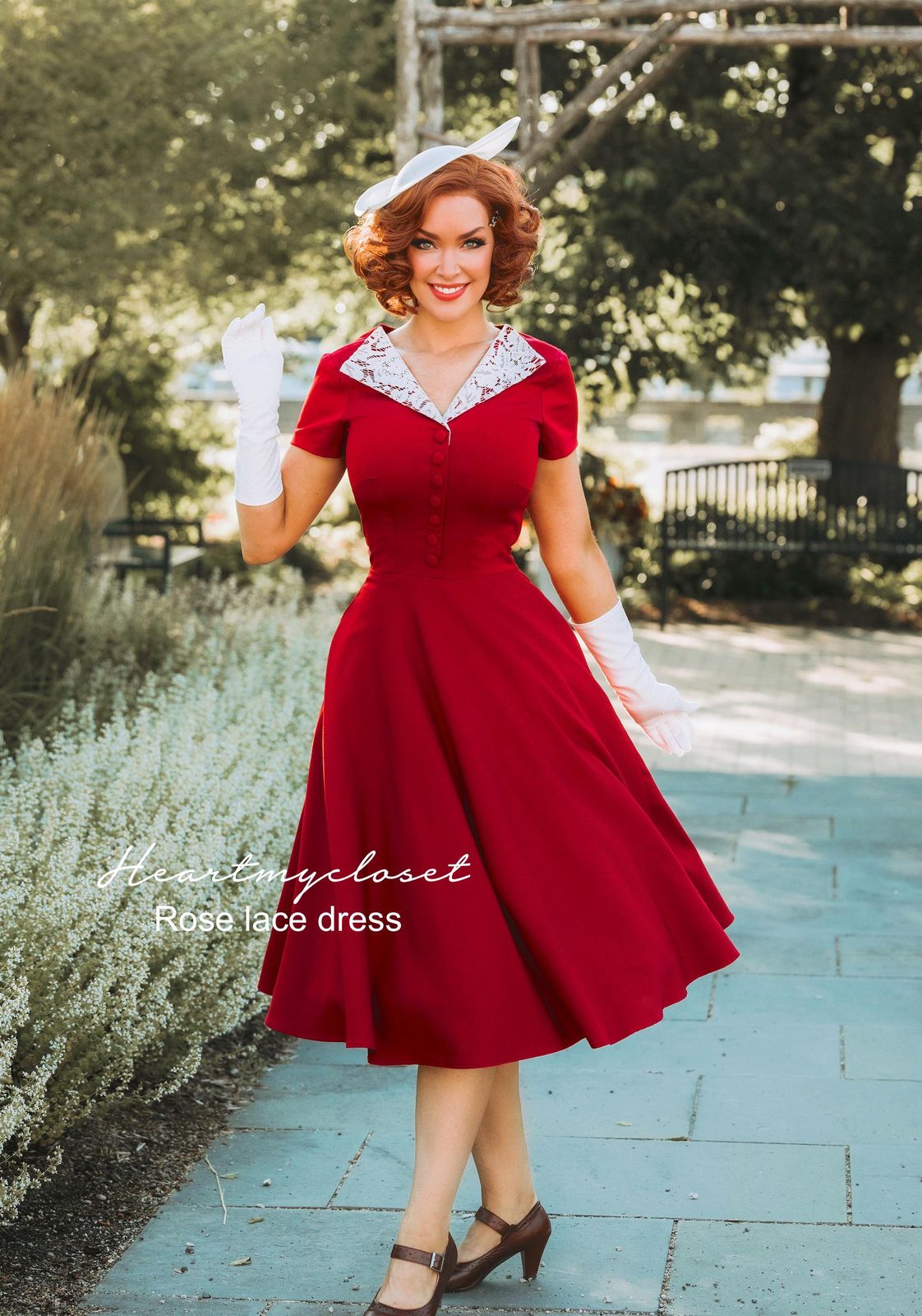 Red Fit-and-Flare Dress with Lace Collar Red Fit-and-Flare Dress with Lace Collar — Classic Americana Outfits 2027