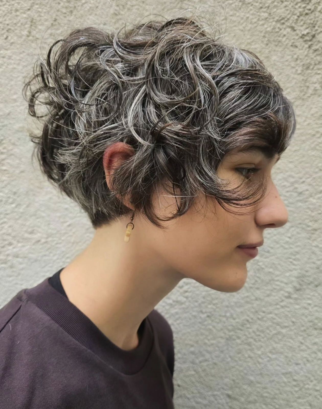 Naturally Curly Grey Pixie With Silver Dimension Naturally Curly Grey Pixie With Silver Dimension — Babylights Pixie 2027