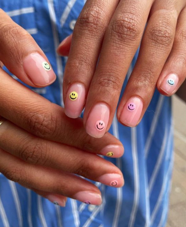 Multiple Small Smiley Faces On Each Nail Visual Idea Multiple Small Smiley Faces On Each Nail Visual Idea — Pink Smiley Face Nails 2027