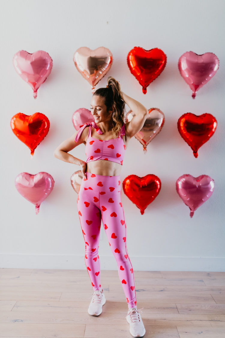 Pink Heart-Print Athleisure Set for an Active Valentine's Day — Pink Valentines Outfits 2027
