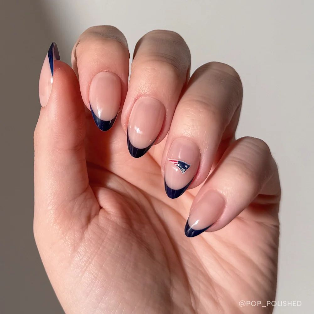 Patriots Logo Navy French Tips Patriots Logo Navy French Tips — Cheer Nails Team Colors 2027
