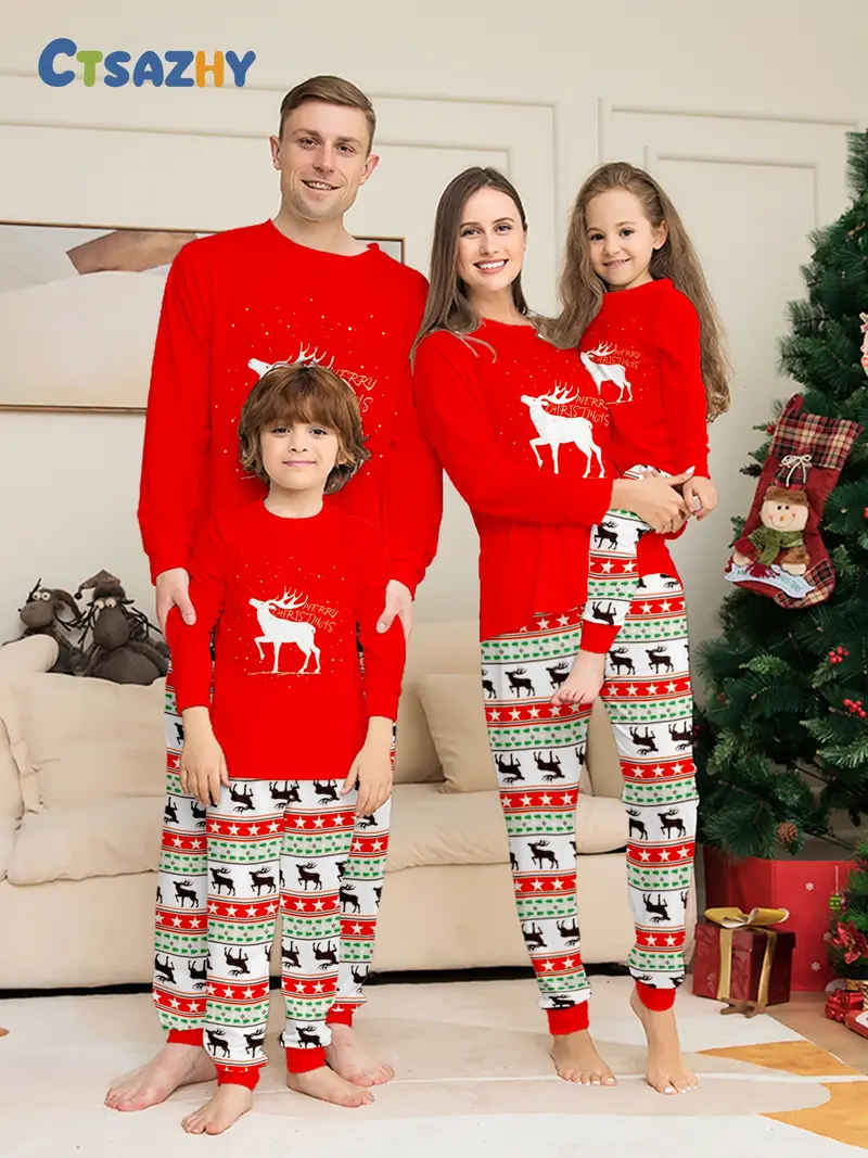 Reindeer Print Merry Christmas Pajamas Reindeer Print Merry Christmas Pajamas — Matching Family Christmas Outfits 2026